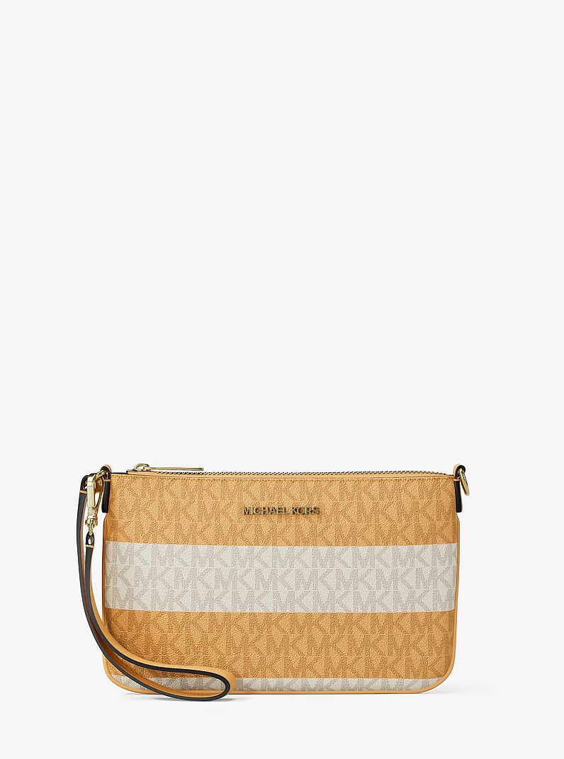 Michael Kors Jet Set Travel Small Striped Signature Logo Convertible Wristlet